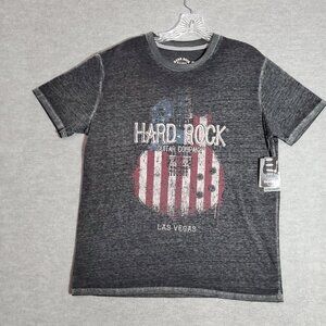 Hard Rock Cafe Women Shirt Large Gray Las Vegas USA Guitar Graphic Print Tee NWT